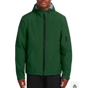 NWOT Sport-Tek Men's Waterproof Insulated Jacket FO Green Sz 3XL Hood Zip Pocket